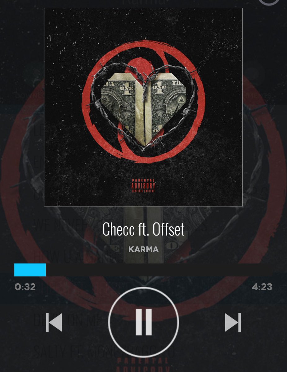 PdP206's tweet photo. Slappin this on repeat ♻️ 

@DaveEast ft @OffsetYRN #Karma #Checc https://t.co/GB9fo1SVhg