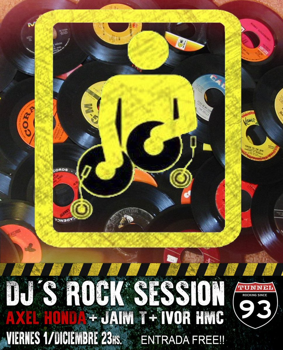 Viernes 01/11 23hs.
DJ'S Rock Session con Dj Axel Honda + Jaim T + Ivor Hmc.
Cañas 1€ hasta las 00hs y Happy Hour hasta las 01hs.
Entrada Free. +18