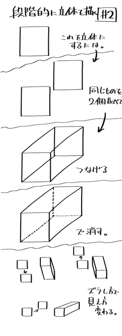 【段階的に立体を描く2】#段階的に立体を描く 