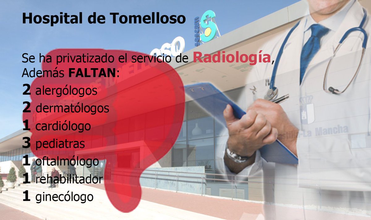 📢HOSPITAL DE #TOMELLOSO
En los presupuesto de #Page y no se contempla ni la cobertura de plazas, ni la  apertura de la planta que lleva 2años y medio CERRADA, ni los  servicios que se recogen en ese plan funcional para su cumplimiento
😡#PageCastigaCR #PageMiente