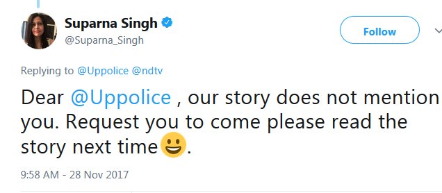 76This one is awesome!Pic 1: Get called out for what might have been a genuine mistake.Pic 2: Refuse to acknowledge & offer gratuitous advicePic 3: Get called out for the liar that you arePic 4: STILL refuse to see reason and offer a juvenile excuse!Welcome to  #NDTV, folks!