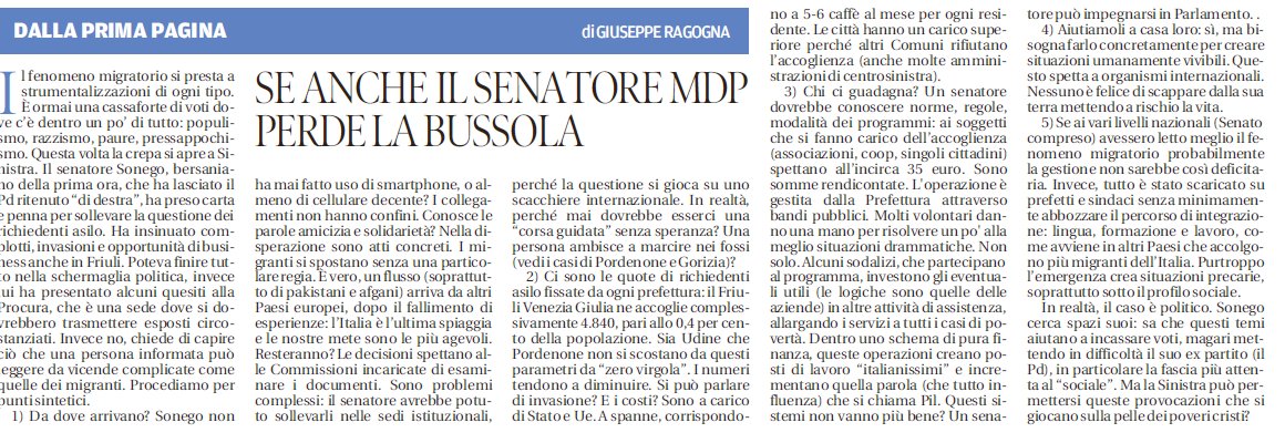 FabioGentile7's tweet photo. .@LodovicoSonego #Sen @articoloUnoMDP #FVG ripete concetti già espressi (giugno15) e corretti. Dopo suo #esposto #Procura #Pordenone viene tacciato da #vicedirettore #MessaggeroVeneto di essere #razzista #populista #pressapochista. Io sto con lui! LEGGI articolo passati e di oggi https://t.co/8kKunBowsN