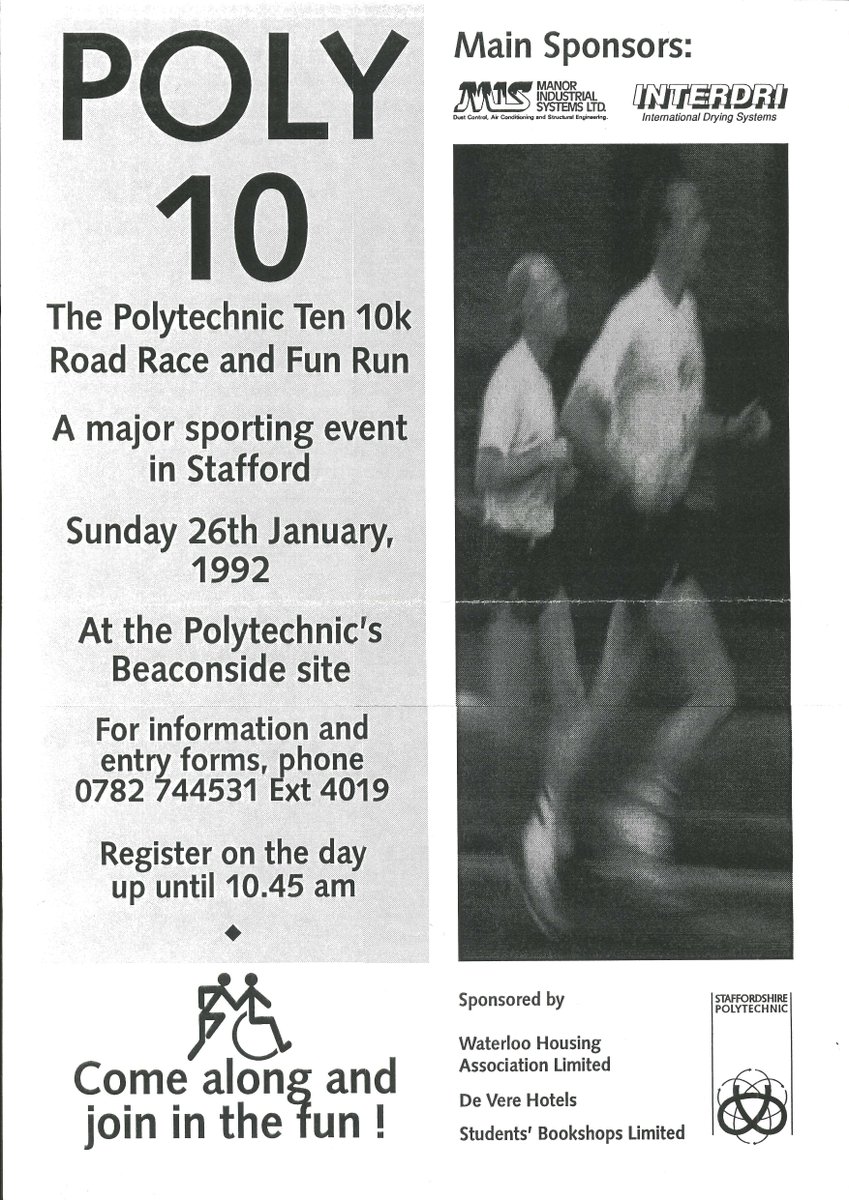 UniofStaffs's tweet photo. The Poly 10, a ten 10k road race and fun run took place in Stafford. They were running so fast we could barely see them! #ANodTo92 https://t.co/P3TvKp9dlN