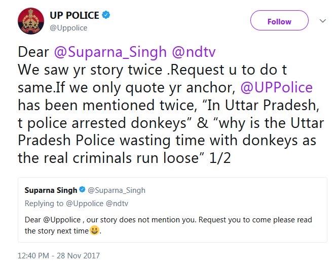 76This one is awesome!Pic 1: Get called out for what might have been a genuine mistake.Pic 2: Refuse to acknowledge & offer gratuitous advicePic 3: Get called out for the liar that you arePic 4: STILL refuse to see reason and offer a juvenile excuse!Welcome to  #NDTV, folks!