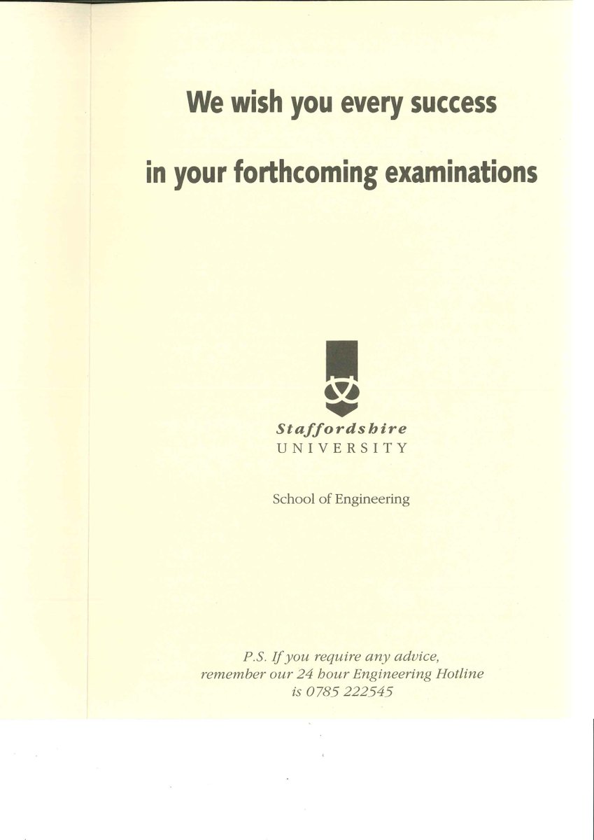 UniofStaffs's tweet photo. Spurring you on to do your best is what we do best. This leaflet was a thoughtful note to wish our students success in their exams. #ANodTo92 https://t.co/RpMOgq0qfS