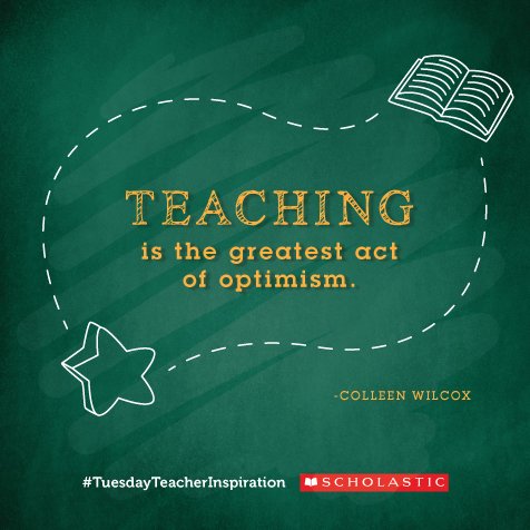 ScholasticEdu's tweet photo. More optimism = more motivation! How do you stay #optimistic? #TuesdayTeacherInspiration https://t.co/Nsla25fZHc