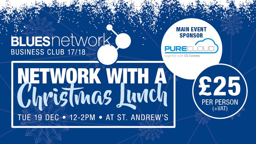 BCFC's tweet photo. 🍽 Blues Network Business Club are hosting a Christmas Lunch!

Sponsored by Patron's @pure__cloud this event is fantastic for you to build relationships with other Club partners, Patrons, commercial clients, Blues supporters and local companies.

👉 https://t.co/DwHuHdyfbS #BCFC https://t.co/WOO0lH7nvY