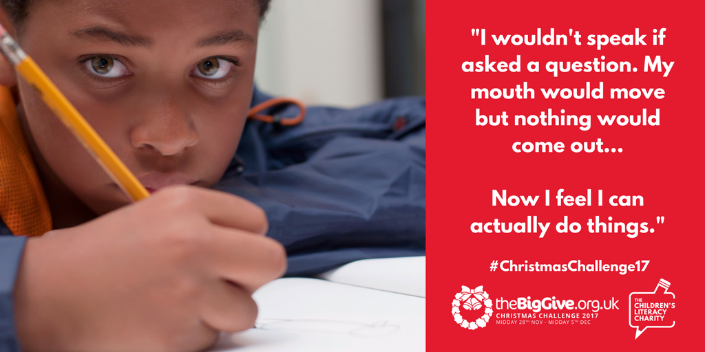 childsliteracy's tweet photo. The @BigGive #ChristmasChallenge17 is live! DOUBLE donations here  https://t.co/ECBSIxTPuF  to support our life-changing literacy interventions for disadvantaged children, giving them the best chance of future success!
 #GivingTuesday https://t.co/65PaYR2BVY