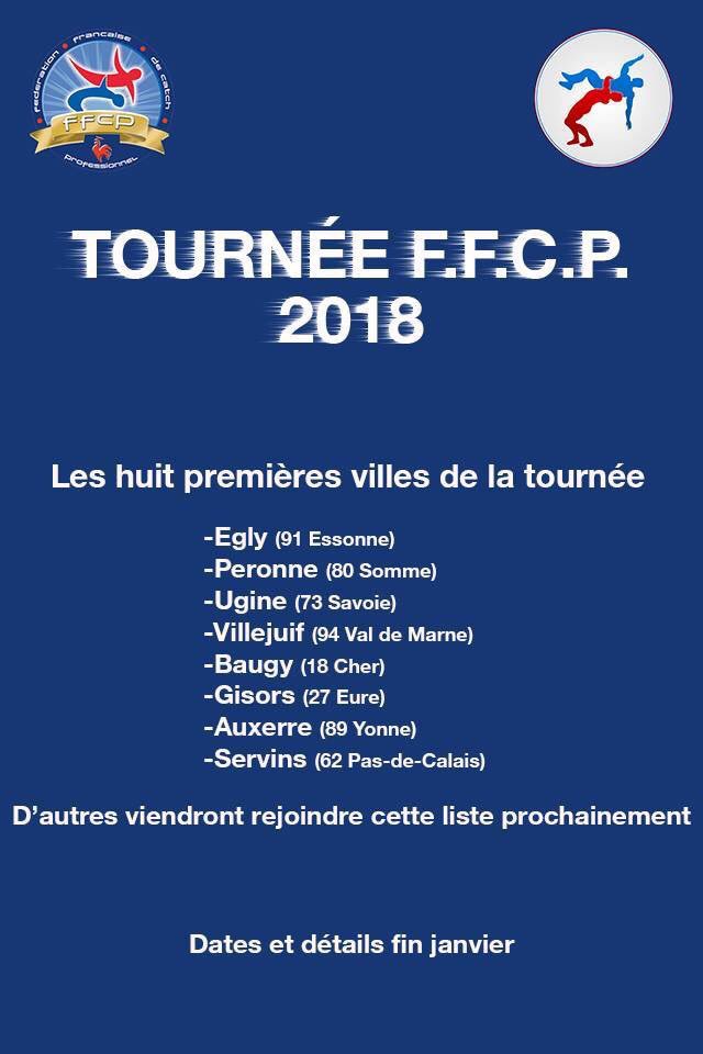 ffcatch's tweet image. Voici la liste des 8 premières villes de la tournée F.F.C.P. 2018. Dates et détails fin janvier. #FFCP #MadeinFrance #Wrestling #CatchAcademy