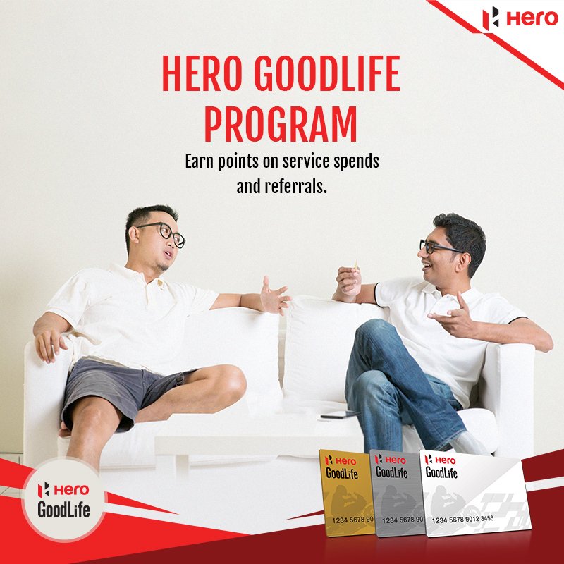 HeroMotoCorp's tweet photo. Complement your good life with the #HeroGoodLife Program. Earn points on service spends and referrals. Know more: https://t.co/M2LzpFDSgh https://t.co/bVB9TH08w4