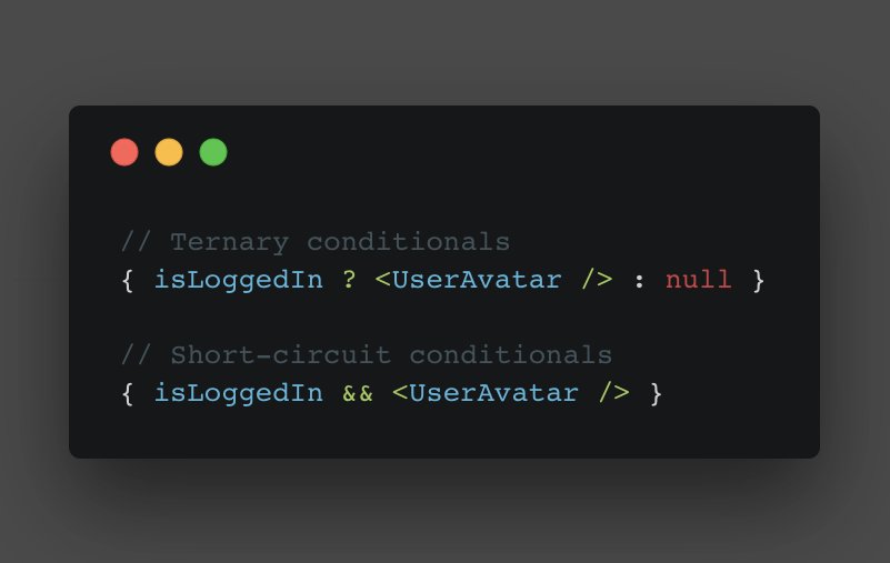 sanketsahu's tweet photo. React Tip: Use short-circuit in render() over ternary when the falsy is null

#reactjs #javascript https://t.co/7t9YquzVf1
