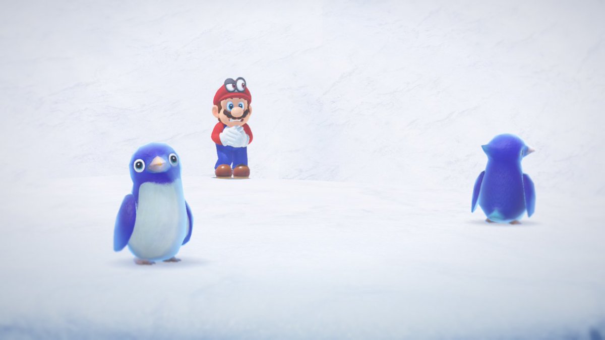 スーパーマリオ オデッセイ 雪の国 パウダーボウル に生息するペンギン 万年雪に覆われたパウダーボウルでも 晴れた日にはこんな生き物が顔を出します このペンギン なんと空を T Co Cyleq38yox Twitter