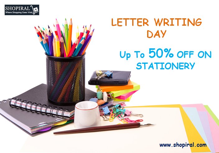 Shopiral_India's tweet photo. #LetterWritingDay, Up To 50% OFF On @Shopiral_India 's #Stationery #Hurry Up!.
To #Buy Now Kindly Visit At https://t.co/pQCxtOb7kB https://t.co/jlWv5r30K1