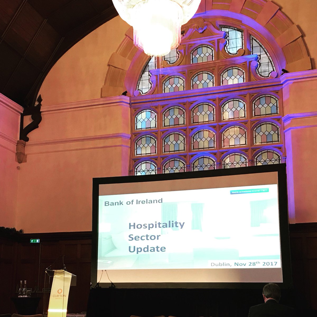 TaylorSuzy's tweet photo. At @bankofireland Hospitality Sector Update this morning in the beautiful #ThomasPriorHall in Ballsbridge https://t.co/WQnVZSRy2v