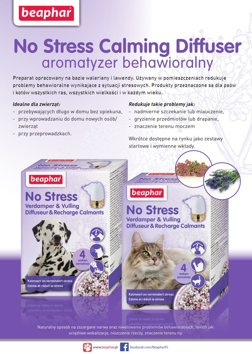 BeapharPolska's tweet photo. Nowość od Beaphar! Aromatyzer behawioralny pomagający zredukować problemy związane ze stresem Waszych psów  i kotów. Wkrótce dostępny w sklepach zoologicznych. Zapraszamy! #calmingdiffuser #BeapharPolska #pies #kot #behawioryzm #nowość https://t.co/suOOVVE7U0