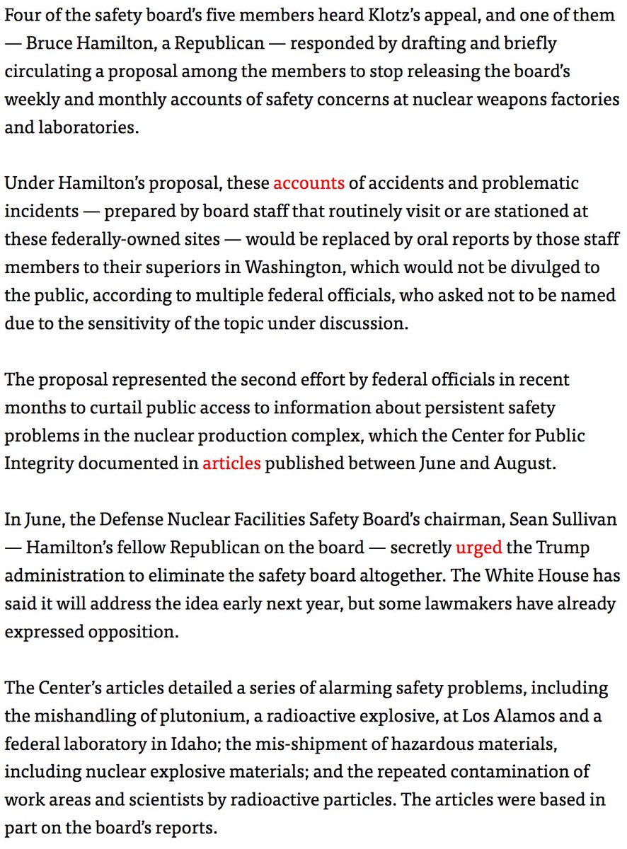 Cecalli_Helper's tweet photo. Energy undersecretary wants nuclear safety reports hidden from public https://t.co/R8txotlkox Klotz, Hamilton, Sullivan #DNFSB #NNSA #EPA #NRC #DoD #DoE #USAF #LANL #WIPP @anticorruption @POGOBlog @USGAO #tax #taxpayer #finance #law #secrecy #genpatsu #Japan https://t.co/9EtQvrcaVm