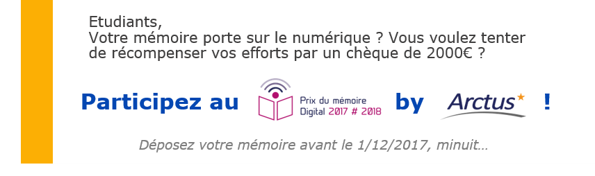 #PrixMemoireDigital : Les #mémoires continuent d'affluer et la course aux tweets des candidats se poursuit ! Quel mémoire doit selon eux recevoir le prix de 2000€ offerts par Arctus? Mais au fait... qui sont les membres du jury ?  bit.ly/2AaoiBh