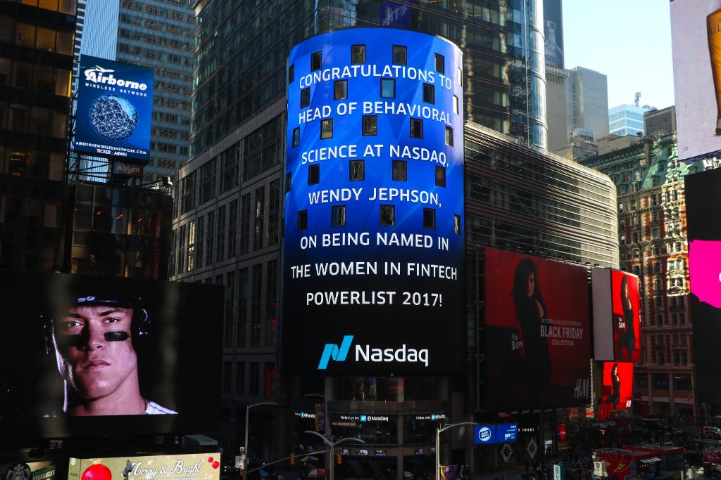 Nasdaq's tweet photo. Congratulations to Wendy Jephson, Head of Behavioral Science at @NasdaqTech, for being on the 2017 Women in FinTech Powerlist, highlighting key women who are leaders in the UK FinTech industry! https://t.co/yQTS7h9Szf #FinTech #ReWriteTomorrow https://t.co/2JILpKds5x