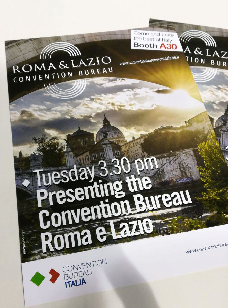 CB_Roma_e_Lazio's tweet photo. Il Convention Bureau Roma e Lazio è a @ibtmworld e vi aspetta alle 15.30, presso lo stand A30, per la presentazione agli stakeholder internazionali: non mancate!
#MeetingIndustry #eventprofs #standA30 https://t.co/KqLBoGOUIE