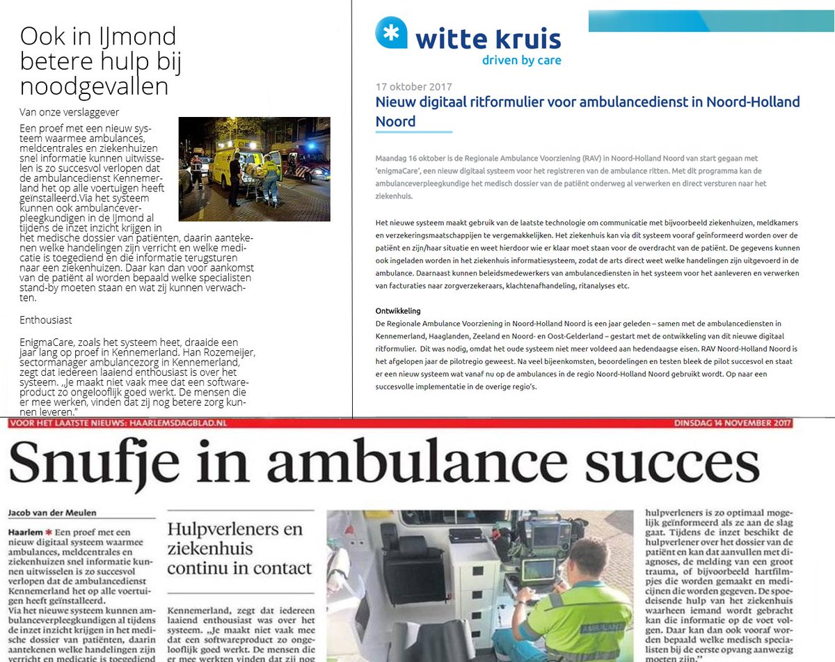 "Je maakt niet vaak mee dat een software product zo ongelooflijk goed werkt"       Wat kunnen wij hier nog aan toevoegen? #trots #levensredden  #wittekruis #EnigmaCare #Rotterdam #Ambulance #Enigmatry #maatwerksoftware
