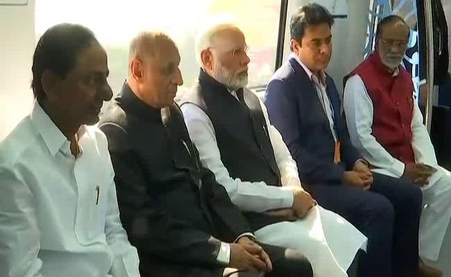 ndtv's tweet photo. PM @narendramodi launches #HyderabadMetroRail, takes first ride.

Here are the 10 facts in this story: https://t.co/ddxyelLQEk https://t.co/y9AR6DUplA