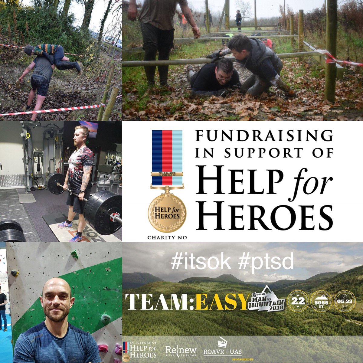 mvmeasy's tweet photo. Support Team Easy &amp; @HelpforHeroes 

https://t.co/tkGg2gg0Na

#itsok #ptsd #helpforheroes #support.                          @alexisconran @marcusbrig @CJaMTB @IamDV_Official @BearGrylls @JamesBlunt @EscalaOfficial @KensingtonRoyal @wiseshow @WeAreInvictus @RossKemp https://t.co/vBKchNwosV