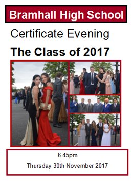 Bramhall_High's tweet photo. Certificate Evening is this Thursday at 6.45pm. We can’t wait to celebrate with the #BHSClassOf2017 https://t.co/GSWFZqQ6oO