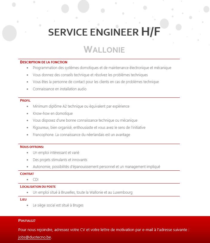 Wij zoeken een nieuwe collega! Franstalig of tweetalig.

Neem gerust contact met ons op!