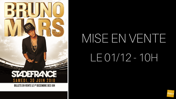 fnacspectacles's tweet photo. #CONCERT : Bruno Mars sera en live au Stade de France le 30/06/18 pour une date unique en France !
RDV vendredi à 10h pour prendre vos billets > https://t.co/bc8TKy1ysb https://t.co/DEqaywRnDD