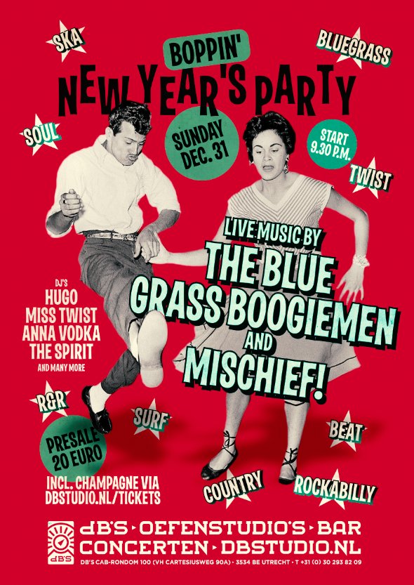 Start the new year Swinging, Boppin '&amp; Rock 'n Rolling at <a href="/dBsUtrecht/">dB's</a> buff.ly/2BegyMq With 'oliebollen', fireworks, champagne and #Utrecht finest: <a href="/BlueGrassBm/">Blue Grass Boogiemen</a> #NYE