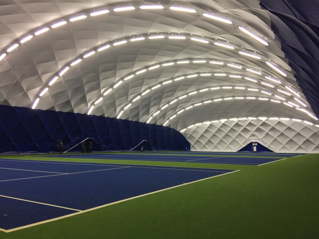 Day time, Night time &amp; Inside the new #TennisDome <a href="/ClubTowers/">Matthew Towers</a> in Bedford that was installed earlier this month! 🎾