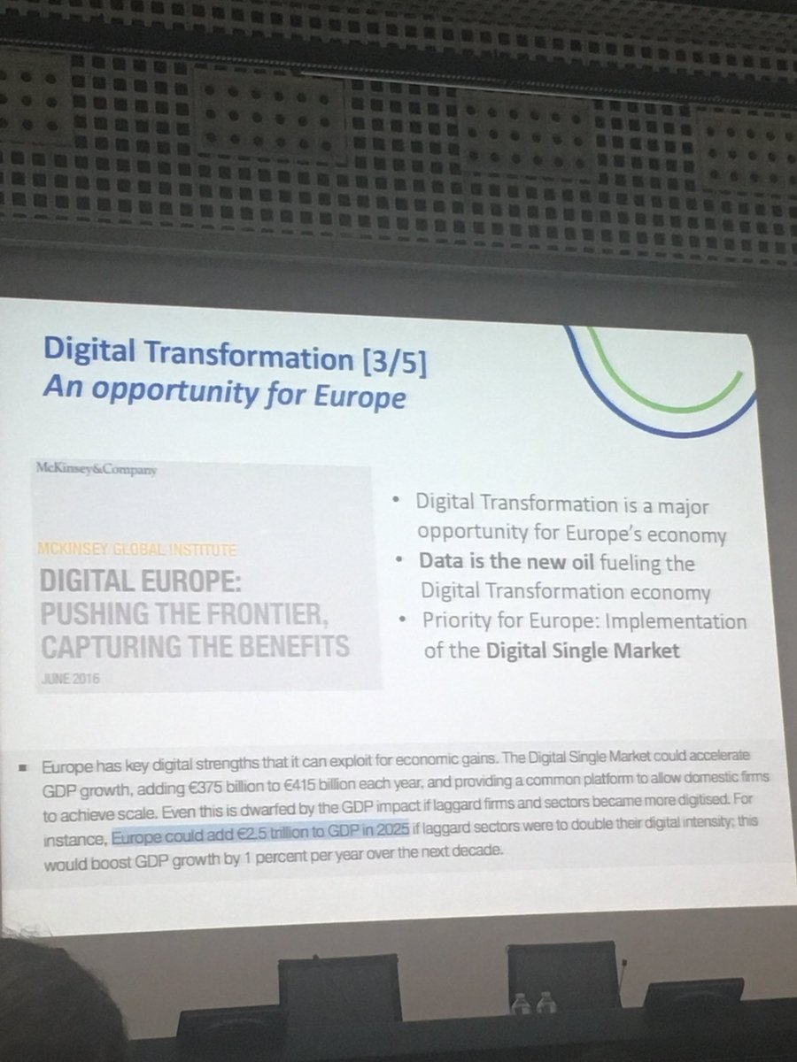 morimeister's tweet photo. Driving Europe’s digital transformation at #innovationday17 in Trento -  “Europe could add €2.5 trillion in GDP by 2025” with the digital transformation... (McKinsey) https://t.co/DA0MSbednE