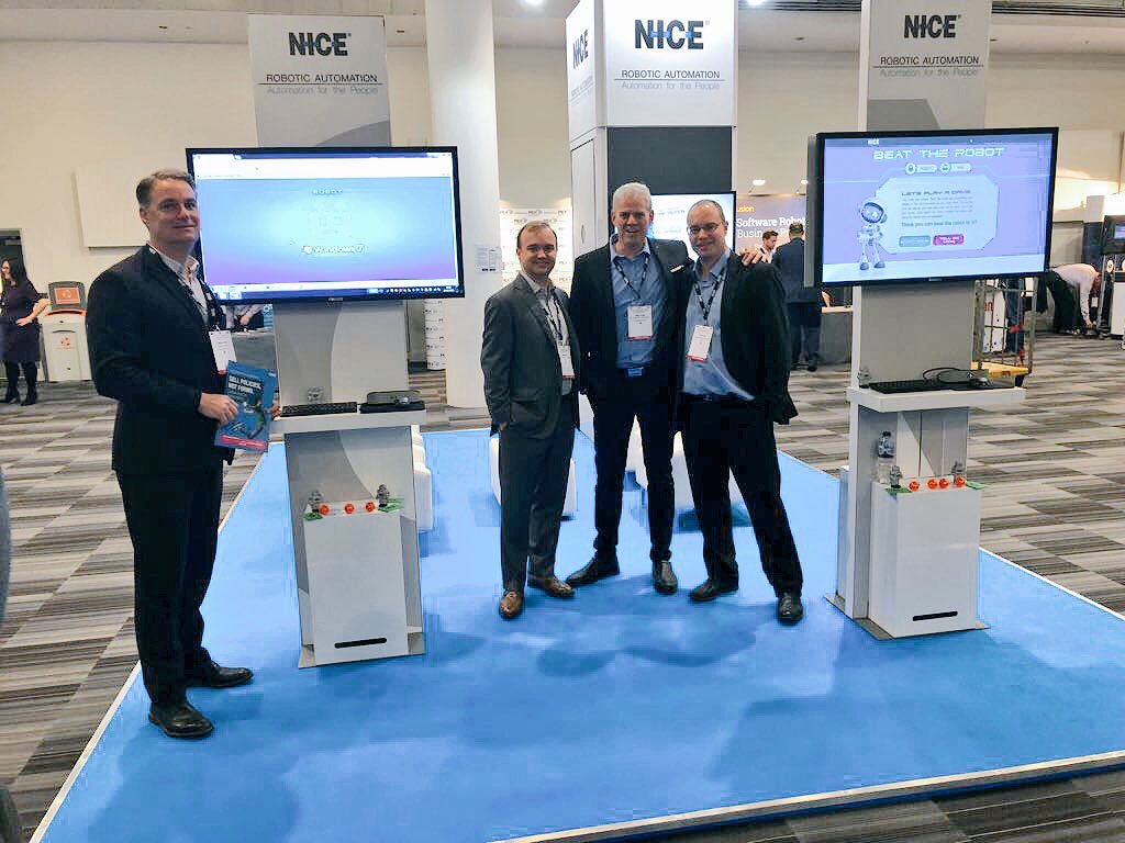 NICELtd's tweet photo. We are ready and waiting to welcome our visitors at @RPAsummits for #RPAWeek17. Can you beat the robot? https://t.co/Lv61junAI5