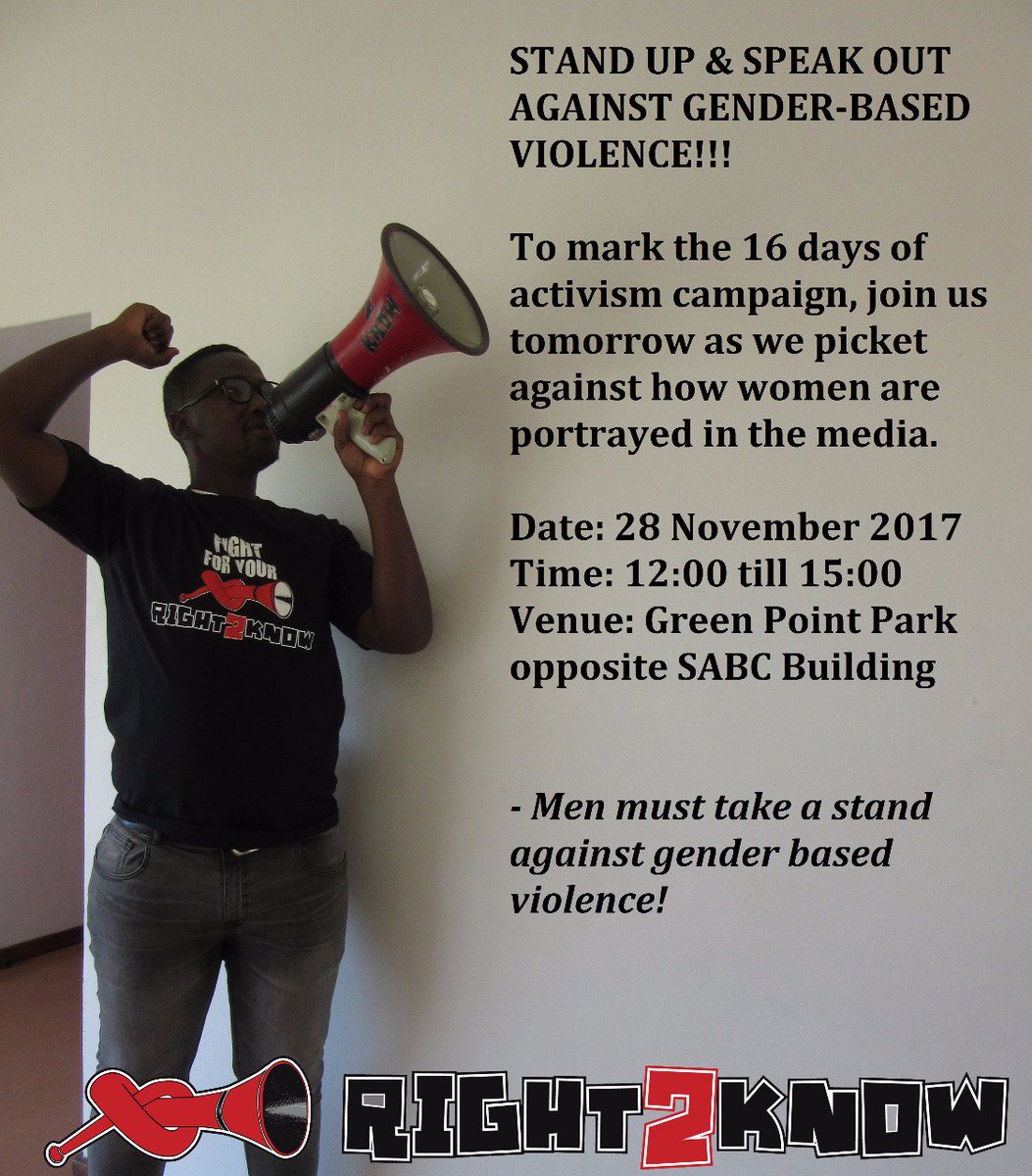 r2kcampaign's tweet photo. If you are around Sea Point today please do join us as we take a stand against gender-based violence. #OngaziMakazi #SpeakOut #SayNotToAbuse #MenTakeAStand #16Days16Ways #16DaysOfActivism βπΏπ― https://t.co/GcR02wmYZn