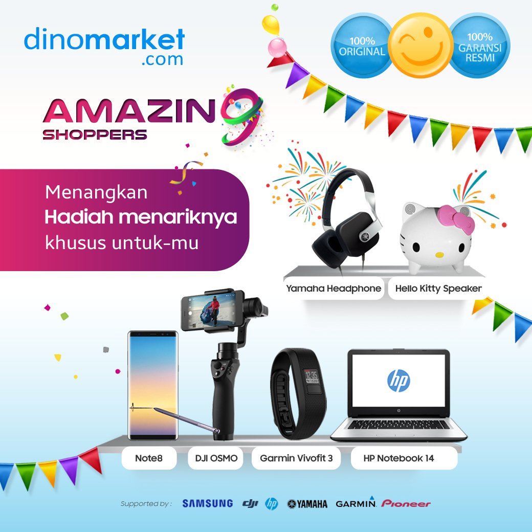 DINOMARKET's tweet photo. Ayo beli produk #Samsung idaman kamu di dinomarket, dapatkan kesempatan untuk memenangkan Note8, #GalaxyS8Plus #J7Plus, #J7Pro, dan hadiah lainnya. Semakin banyak kamu belanja semakin besar kesempatan kamu dapatin smartphone idaman kamu GRATIS. Klik https://t.co/PjgWzcpNdH https://t.co/lQUUD0uuky