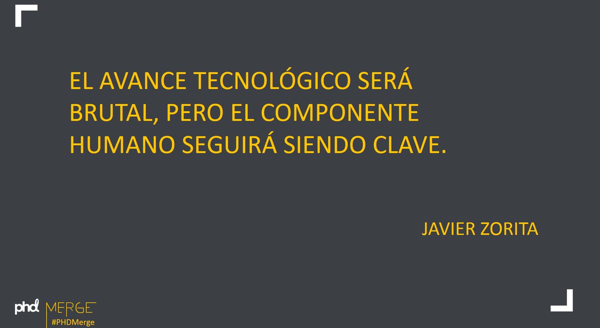 PHDSpain's tweet photo. ¿Qué pasará con nosotros? En esta evolución el componente humano se maximiza siendo el área más importante, adaptándose y gestionando la tecnología. #PHDMerge https://t.co/KKzzZQEru6