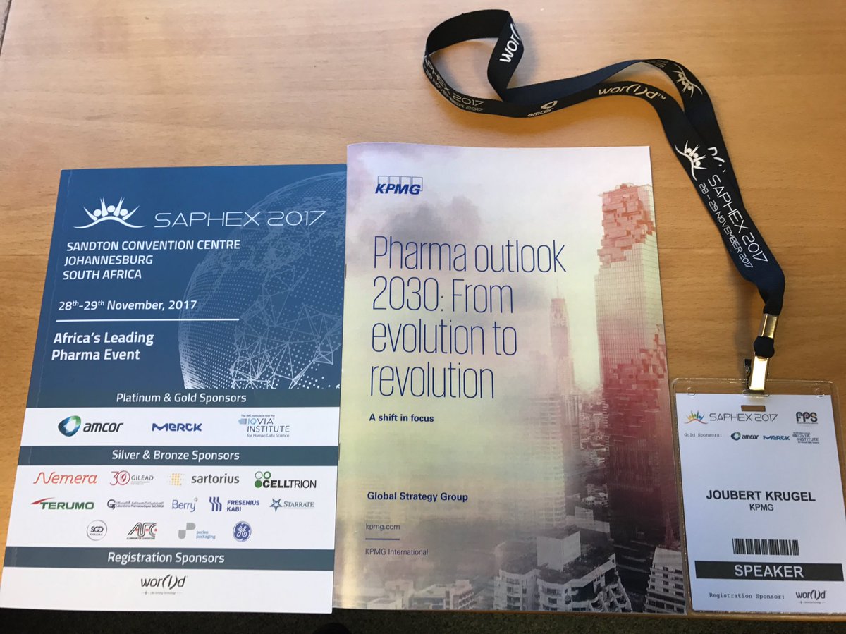 JoubertKrugel's tweet photo. #SAPHEX 2017 @KPMG_SA @KPMG_SA_Health Presented Pharma Outlook 2030: From evolution to revolution: a shift in focus @ SAPHEX 2017 conference https://t.co/XPIe7hYUKK