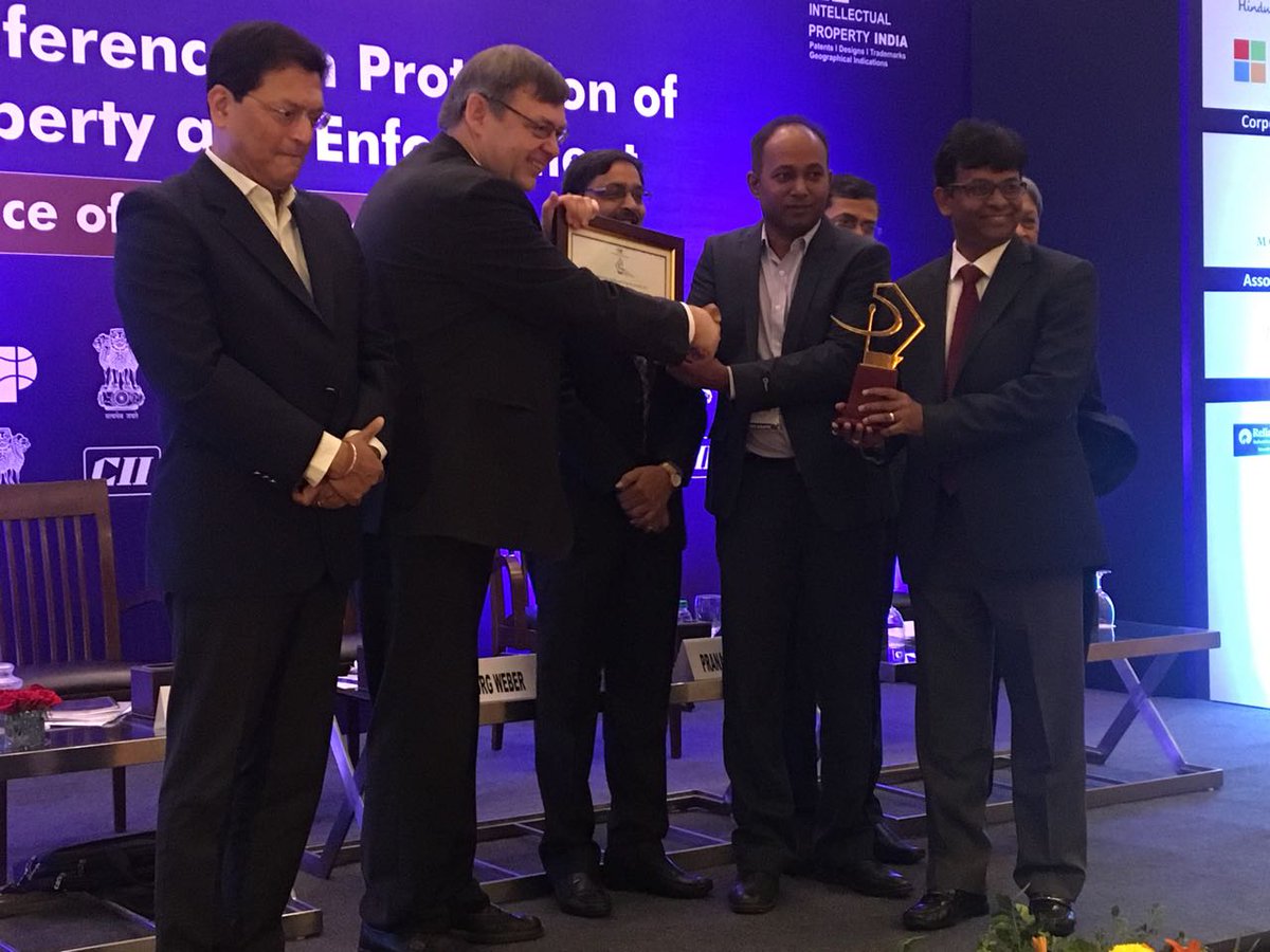 CIIEvents's tweet photo. CII Industrial IP Award for 'Top Trademark Driven Industry of the Year (Large Enterprise) being awarded to @TataChemicals. #CIIIPR https://t.co/D7bSeFMWbZ