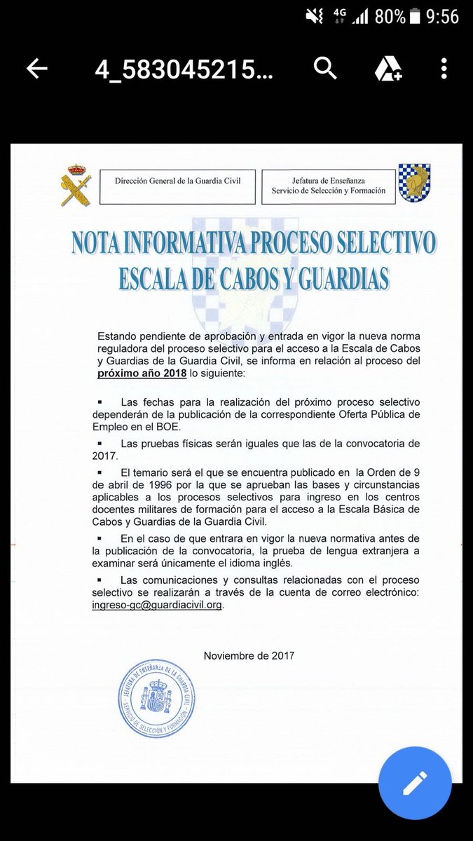 polilla_88's tweet photo. Se confirma Oficialmente que no cambia temario ni físicas en la próxima convocatoria. Solo puede que no os podais examinar de drances si entra la nueva Orden Ministerial. Agradecer la Nota a la Jef. Enseñanza. Los aspirantes a ingreso la necesitaban. A darle fuerte twiteros. https://t.co/J1OKCPWE80