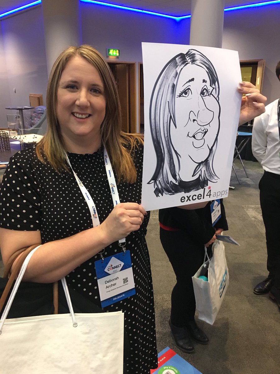 RichSamp's tweet photo. More caricatures with @Excel4apps today. Promise #SugFest ‘tiredness’ will be removed from the pictures. Pop by and say hi #UKISUGConnect https://t.co/lHZoYOh3hi