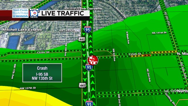 Crash on I-95 SB at NW 135th St #traffic https://t.co/XAYXUE4Dw7