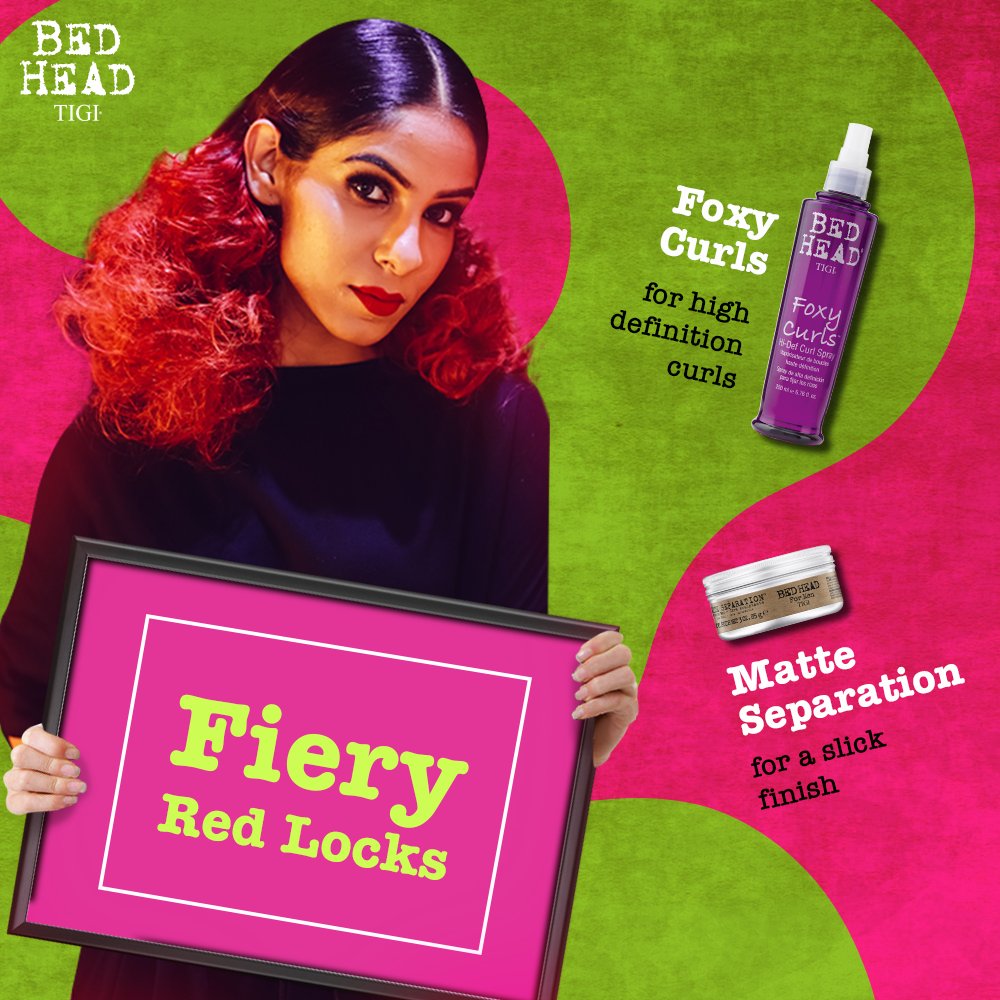 Give your curls a high-definition twist with Bed Head Foxy Curls Hi-Def Curl Spray and slick it back on top with Bed Head Matte Separation. #TIGI #BedHead #YourHairYourWay #Hairstyle #TIGIBackstageHeroes