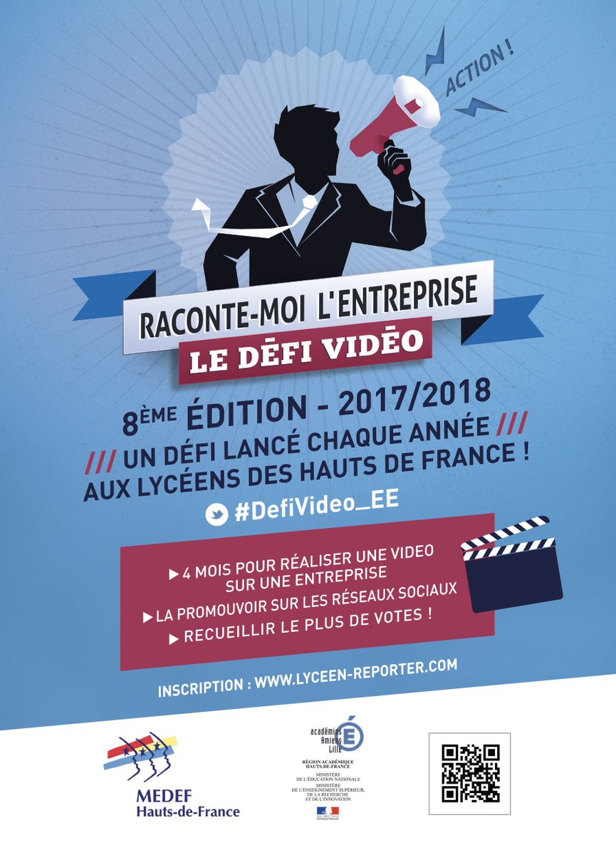 DefiVideo_EE's tweet photo. Relevez le défi avec une entreprise à vos côtés ! Exploitez vos capacités créatives et faîtes nous connaître l'entreprise ! 
Rendez-vous sur : https://t.co/X7PPdKsvDk 
#DefiVideo_EE @MedefHdF #creativité @Ecol_Entreprise @helindominique https://t.co/dhLfs2RsjX