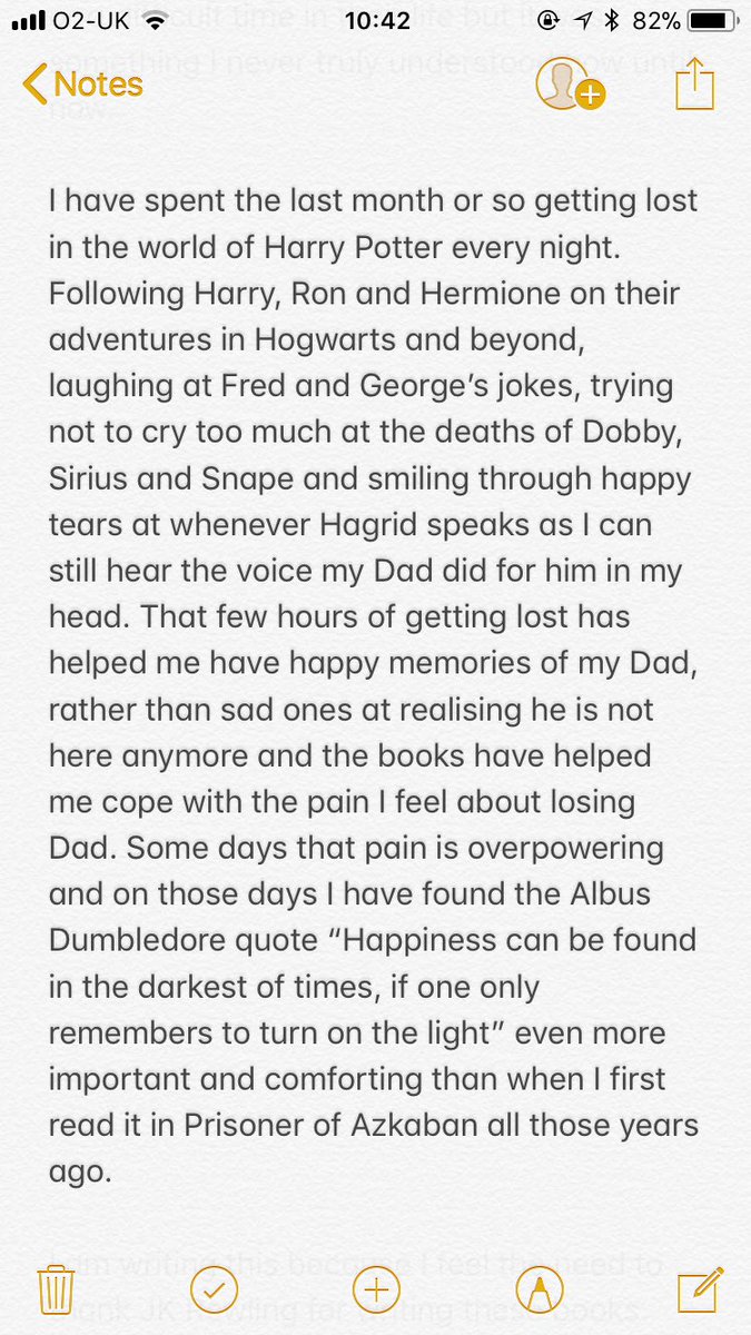mhairijanemac's tweet photo. After finishing Deathly Hallows last night, I felt the need to write a thank you note to @jk_rowling but 280 characters didn’t seem to be enough https://t.co/eLUnIQlRE0