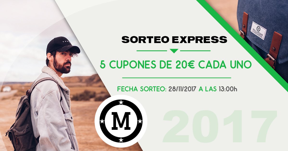 mollisters's tweet photo. ¡¡SORTEO EXPRESS!!
Síguenos y haz RT al tweet para participar 😎😎
¡Sólo hay poco más de 60 minutos para participar! Ves mirando en https://t.co/AlBfKm8rwM qué #mollisters quieres 🔝
Fecha del sorteo: 28/11/2017 a las 13:00h. ¡Suerte! https://t.co/GZ5UHywL0N
