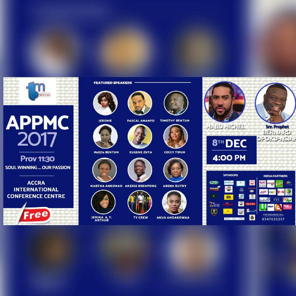HeavensConnects's tweet photo. #APPMC2017: Actors, Presenters, Professionals n Musicians unite for CHRIST on Friday 8th Dec @ ACcra Int. conference Centre.
Majid Michel, Adjetey Anang, Ceccy Twum, Eugene Zuta, Jeremie. Snr. prophet Bernard Nsiah, Martha Ankomah, Akesse Brempong

Rate: FREE!
#Vimming #VimmingTV https://t.co/FH7Tahql0M