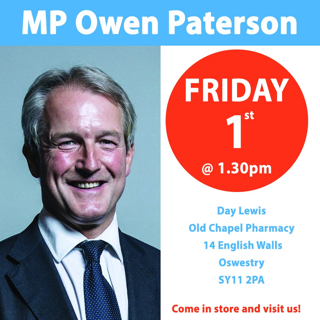 DayLewisGroup's tweet photo. Pop into your Oswestry pharmacy on Friday as local MP Owen Paterson will be visiting to congratulate a team member on winning the Pharmacy Services of the Year Award at our annual Day Lewis Conference #DLC17 @OwenPaterson https://t.co/1ZCbZ1IEIT