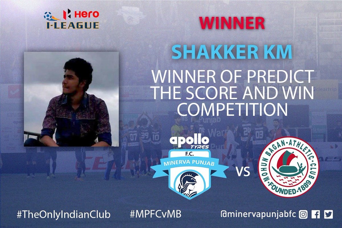 minervapunjabfc's tweet photo. Congratulations to Mr. Shakker KM for winning our Round 1 of Predict & Win contest ЁЯПЖ #chakdephatte #MPFCvMB https://t.co/6MHWfiFg29