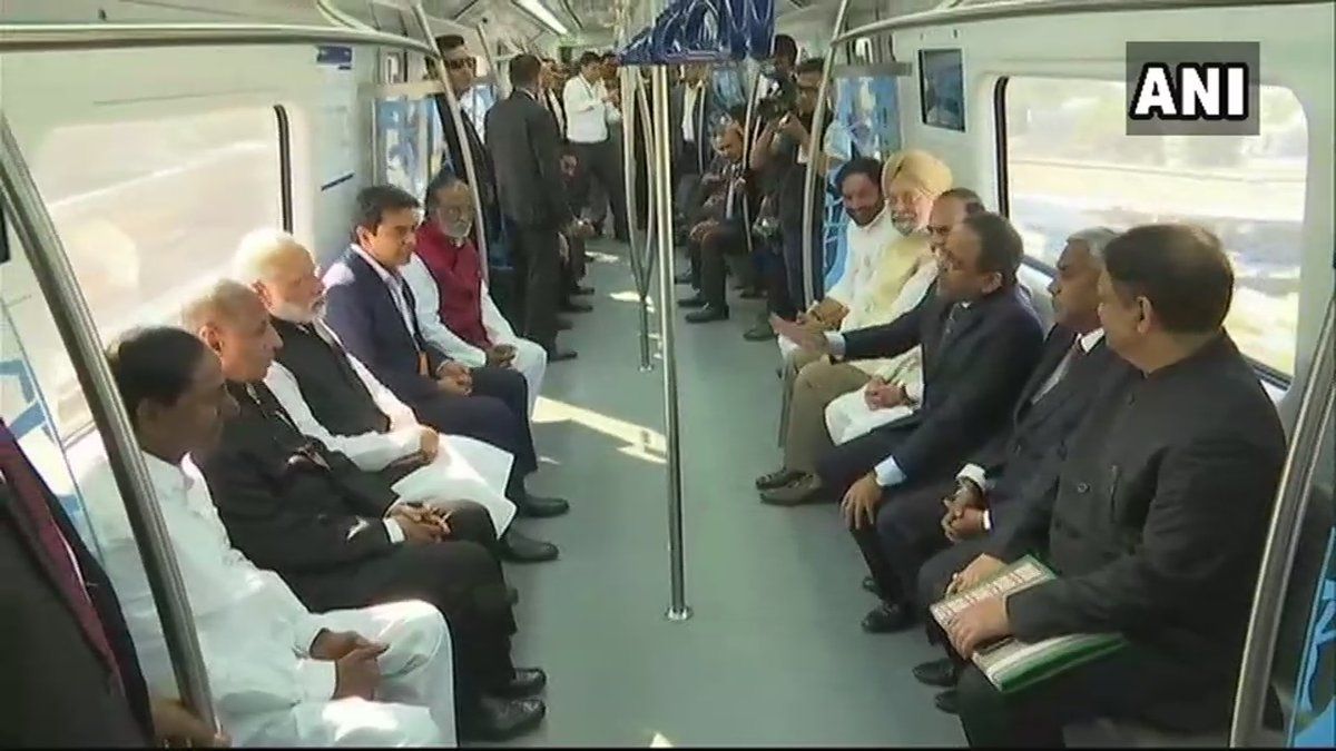 drlaxmanbjp's tweet photo. Had joyful Hyderabad Metro ride along with Hon’ble PM Shri @narendramodi ji and other leaders.
#TSWelcomesModi https://t.co/jynlNVTwtl