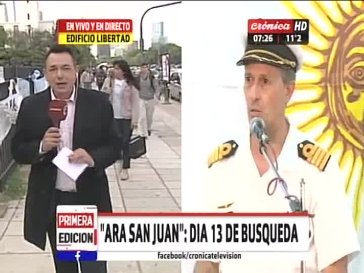 CronicaTV's tweet photo. #EnVivo | #EdificioLibertad Comenzó el día 13 de la búsqueda del #SubmarinoARASanJuan. Informa #DiegoRicciardi https://t.co/2mG0BX0SdY